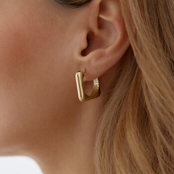 Parlak Kare J Küpe - Rayna