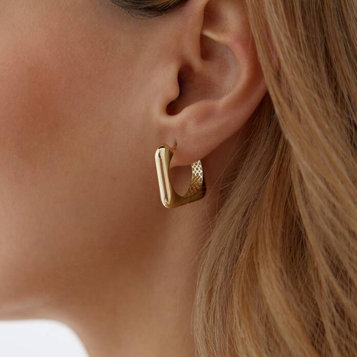 Parlak Kare J Küpe - 1