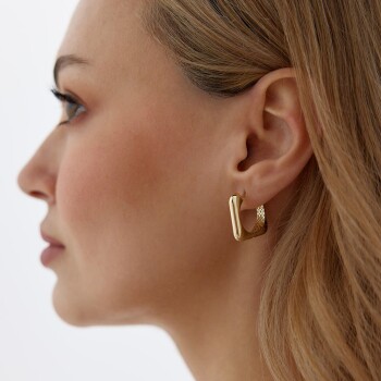 Parlak Kare J Küpe - 4