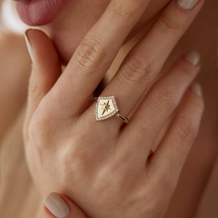 Parlak Kutupyıldızlı Kalkan Yüzük - 1