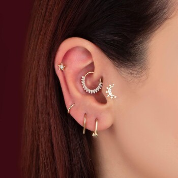 Parlayan Ay Tragus Piercing - 2