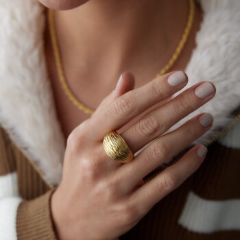 Parmak İzi Bombe İtalyan Yüzük - 4