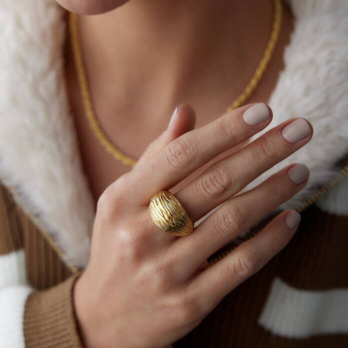 Parmak İzi Bombe İtalyan Yüzük - 4