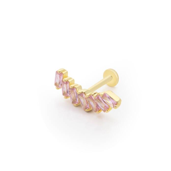 Pembe Baget Taş Model Tragus Piercing - 1