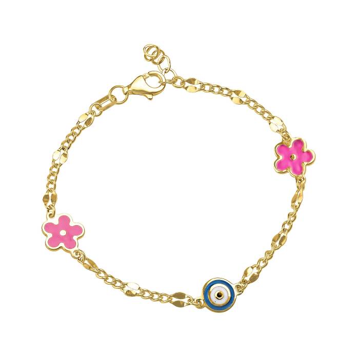 Pembe Çiçekli Çocuk Bilekliği - 1