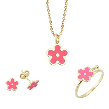 Pembe Çiçekli Çocuk Seti - Melike