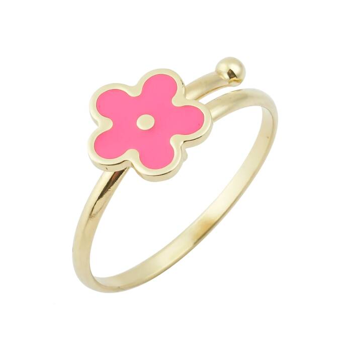 Pembe Çiçekli Çocuk Yüzüğü - 1