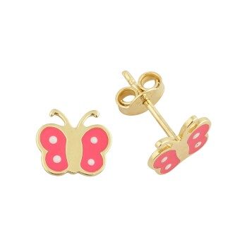 Pembe Kelebek Çocuk Küpesi - Melike