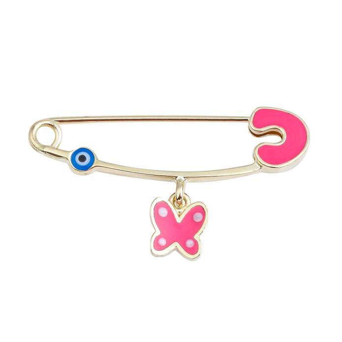 Pembe Kelebek Gözlü Bebek İğnesi - 1