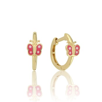 Pembe Kelebek Halka Çocuk Küpesi - Melike