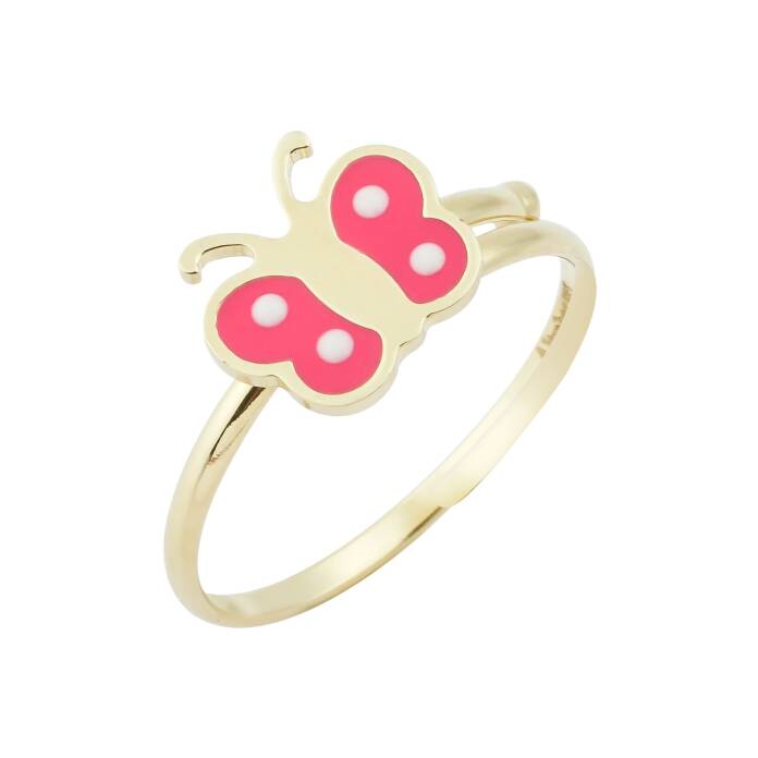 Pembe Kelebekli Çocuk Yüzüğü - 1