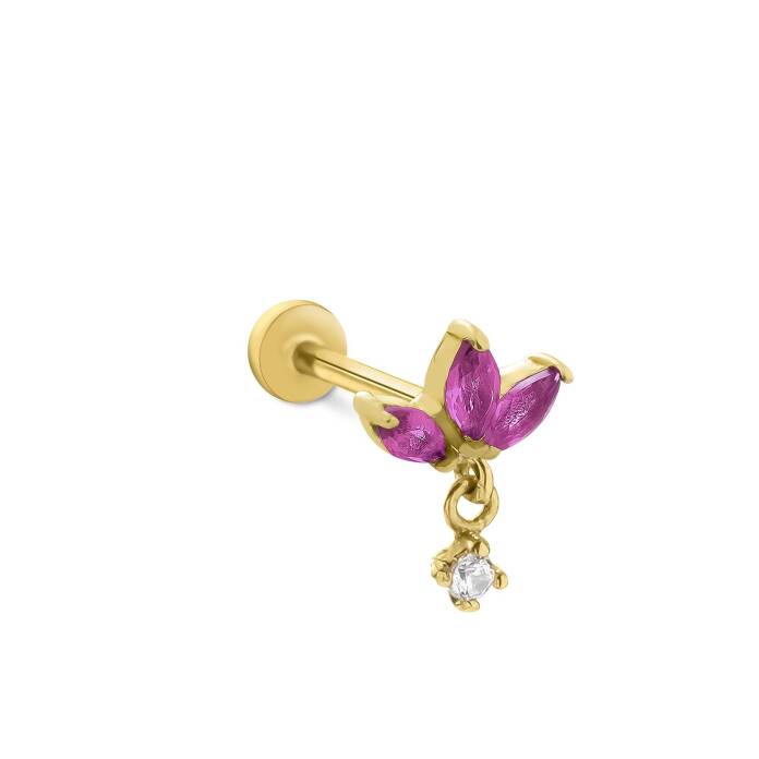 Pembe Lotus Sallantılı Tragus Piercing - 1
