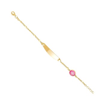 Pembe Mineli Allah Yazılı Çocuk Künyesi - Melike