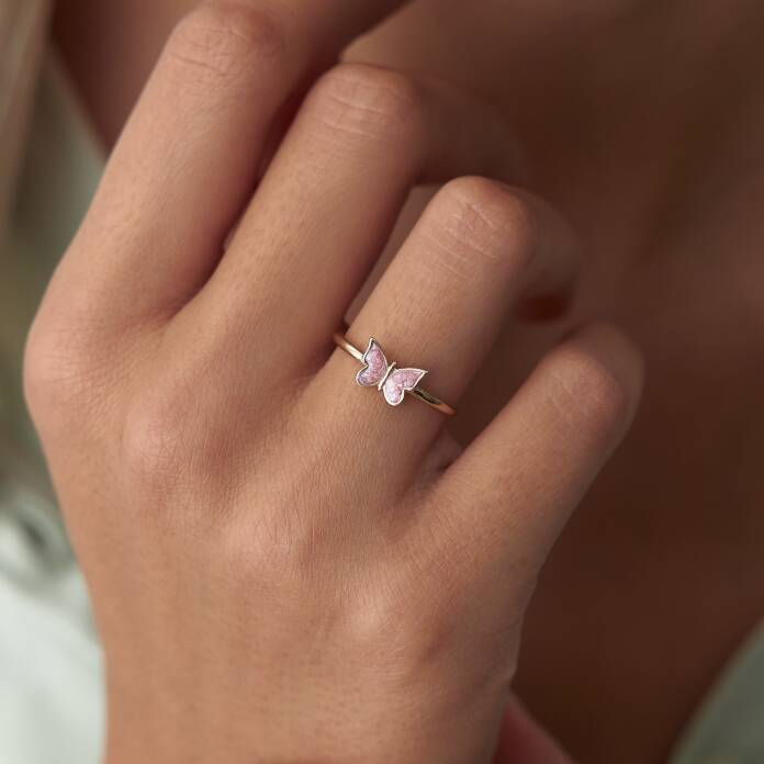 Pembe Mineli Kelebek Yüzük - 2