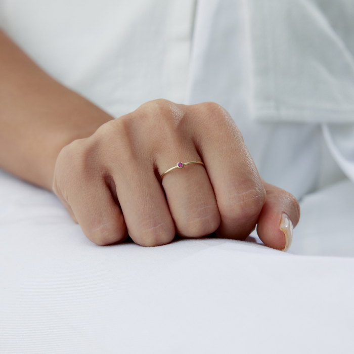 Pembe Mini Tektaş Yüzük - RİTİM (1)