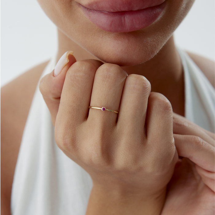 Pembe Mini Tektaş Yüzük - RİTİM