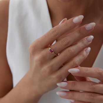 Pembe Oval Kesim Yüzük - Rayna (1)