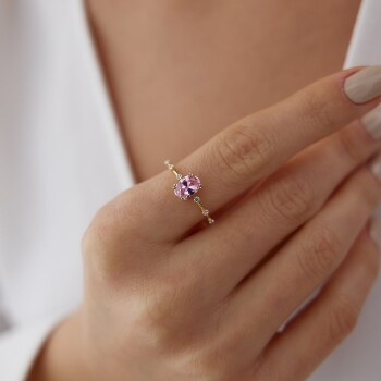 Pembe Oval Taşlı Yüzük - Ali Altınbas