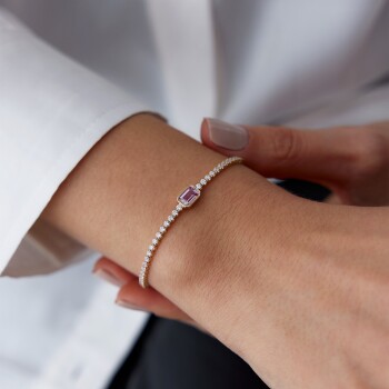 Pembe Taşli Su Yolu Bileklik - Rayna (1)