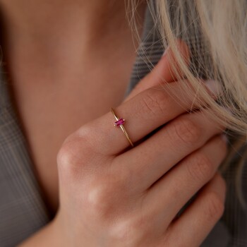 Pembe Taşlı Yüzük - 1