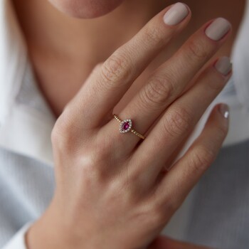 Pembe Taşlı Yüzük - 1