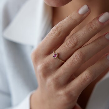 Pembe Taşlı Yüzük - 2