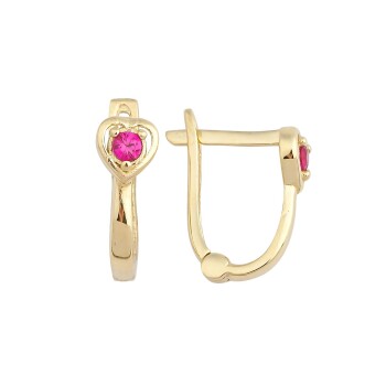 Pembe Tektaş Kalp Çocuk Küpesi - Melike