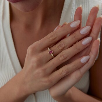 Pembe Two Way Dörtgen Yüzük - Rayna