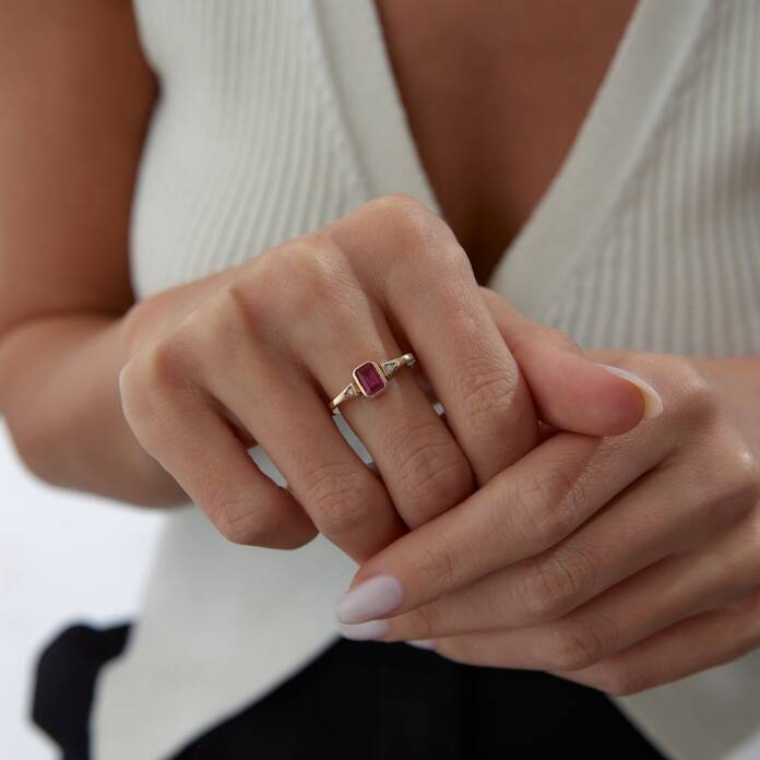 Pembe Two Way Dörtgen Yüzük - 2