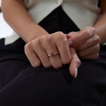 Pembe Two Way Dörtgen Yüzük - 3