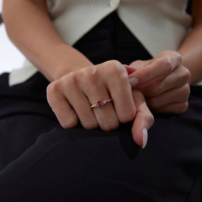 Pembe Two Way Dörtgen Yüzük - 3