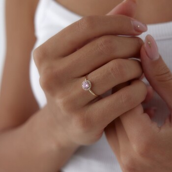 Pembe Yuvarlak Taşlı Yüzük - Koçak (1)