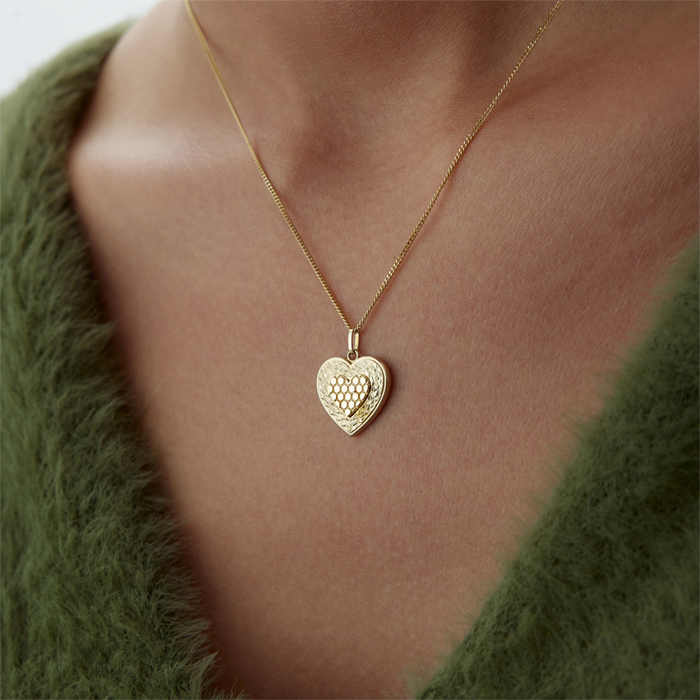 Petek Detaylı Kalp Kolye - Koçak (1)