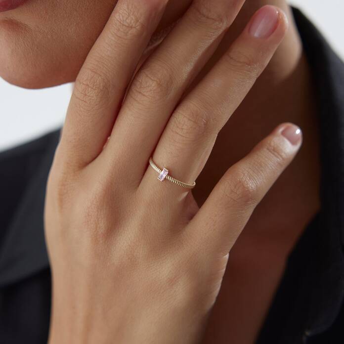 Pink Burgu Baget Yüzük - 2