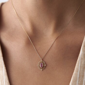 Pink Compass Kolye - Cemart