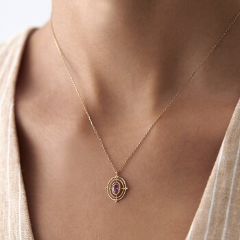 Pink Compass Kolye - Cemart (1)