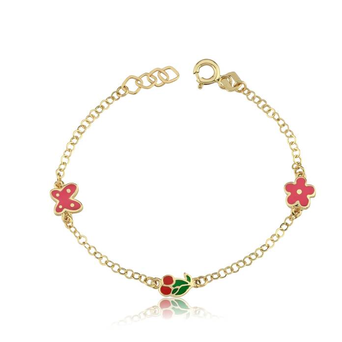 Pink Kelebek Kiraz Çocuk Bilekliği - 1