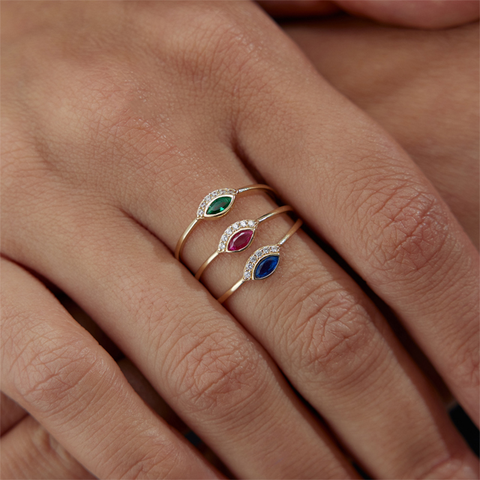 Pink Kirpikli Göz Yüzük - Rayna (1)