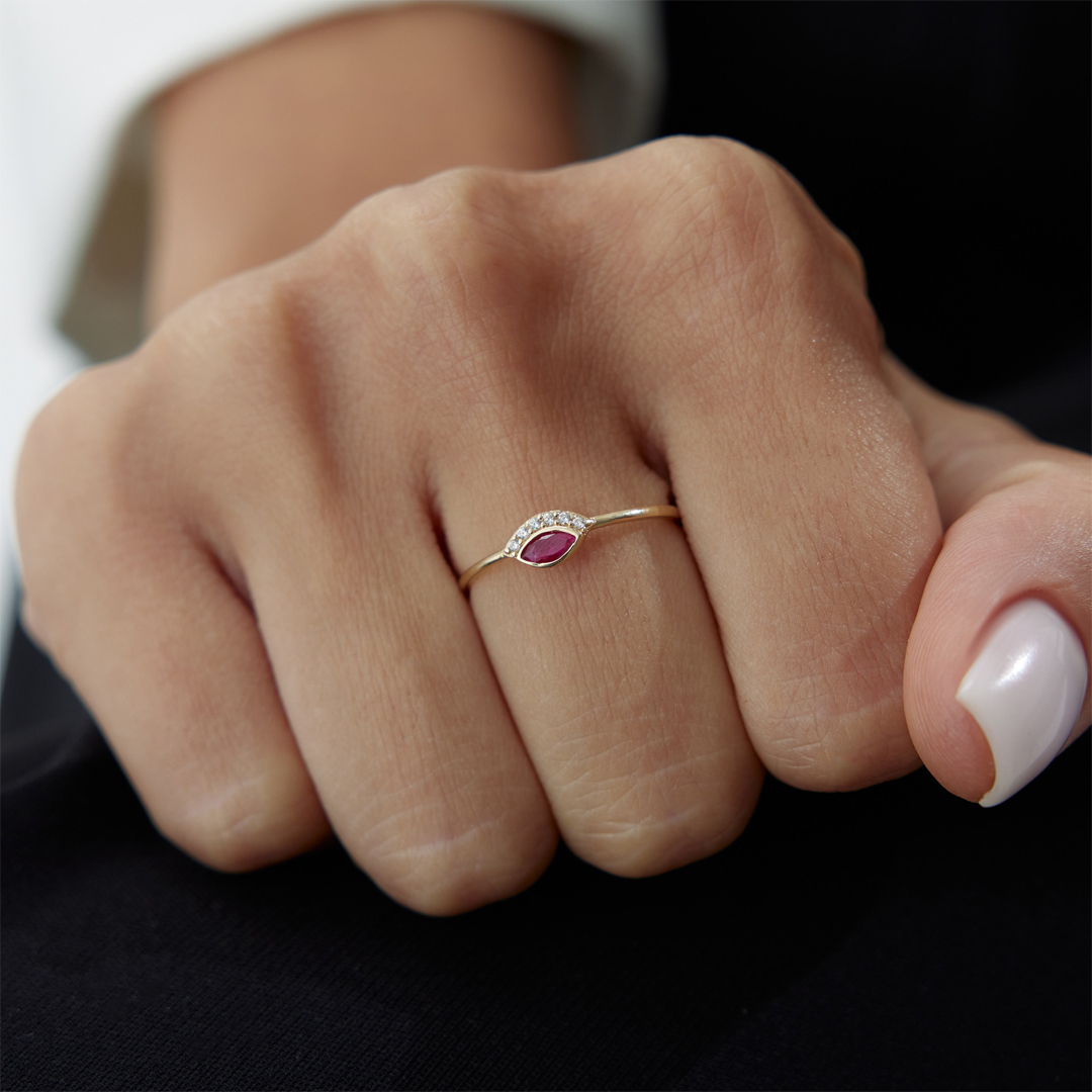 Pink Kirpikli Göz Yüzük - 1