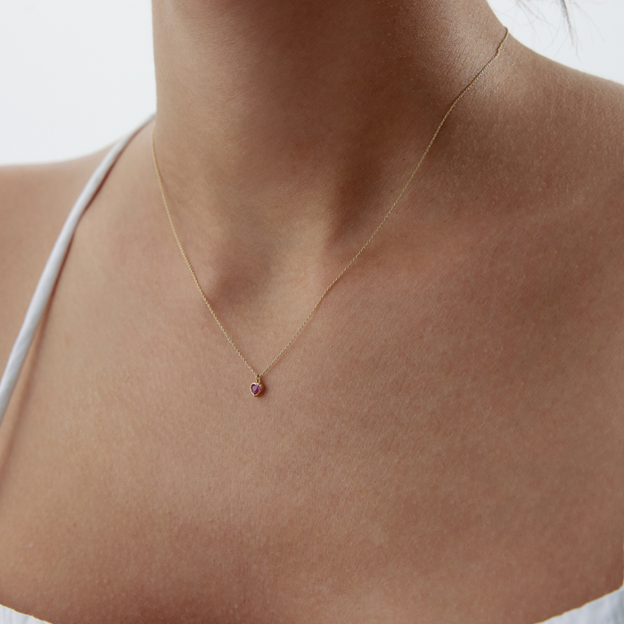 Pink Stone Kalp Kolye - RİTİM (1)