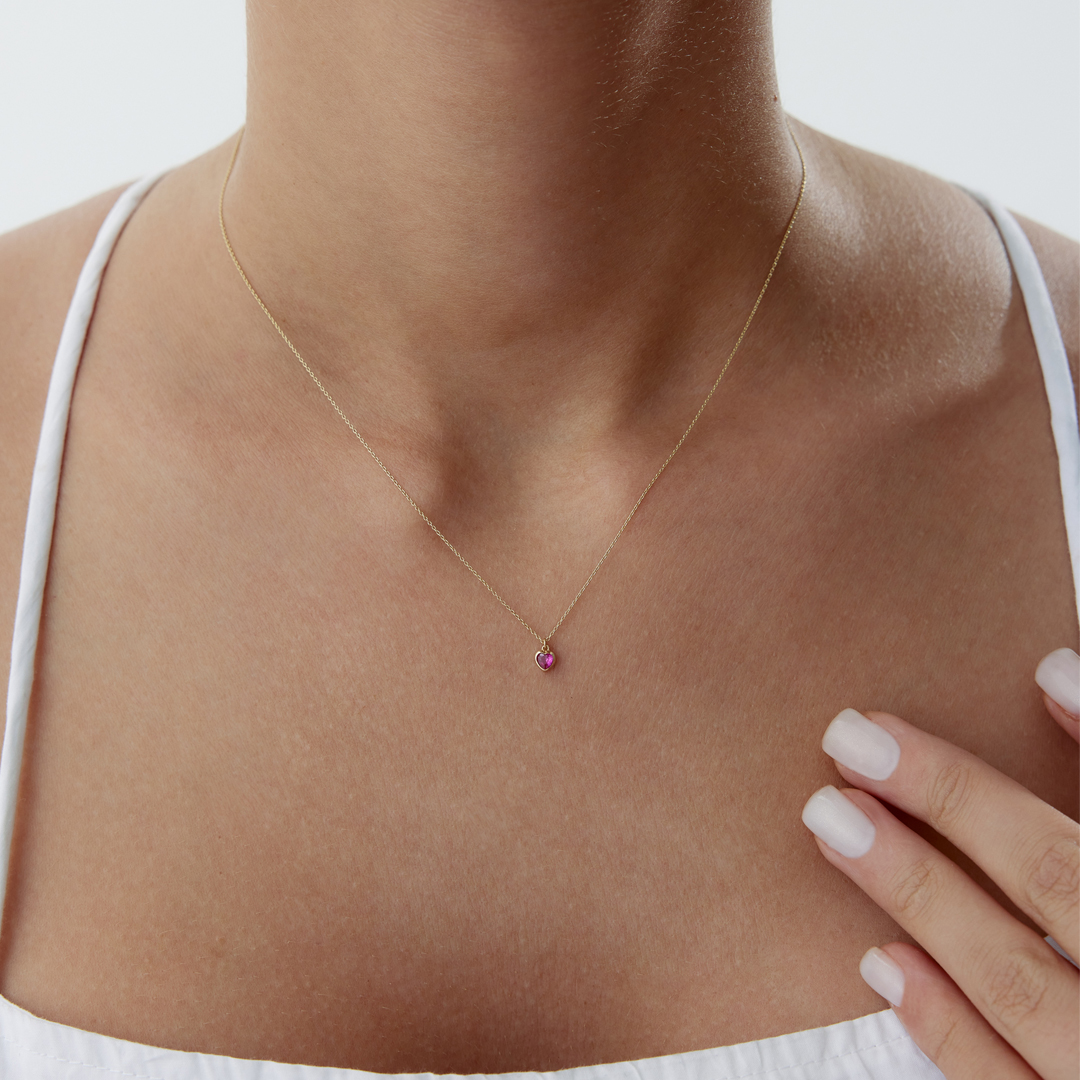 Pink Stone Kalp Kolye - 1