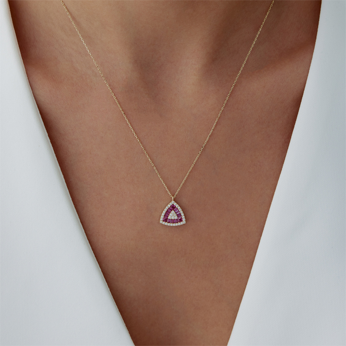 Pink Trapez Kolye - Cemart