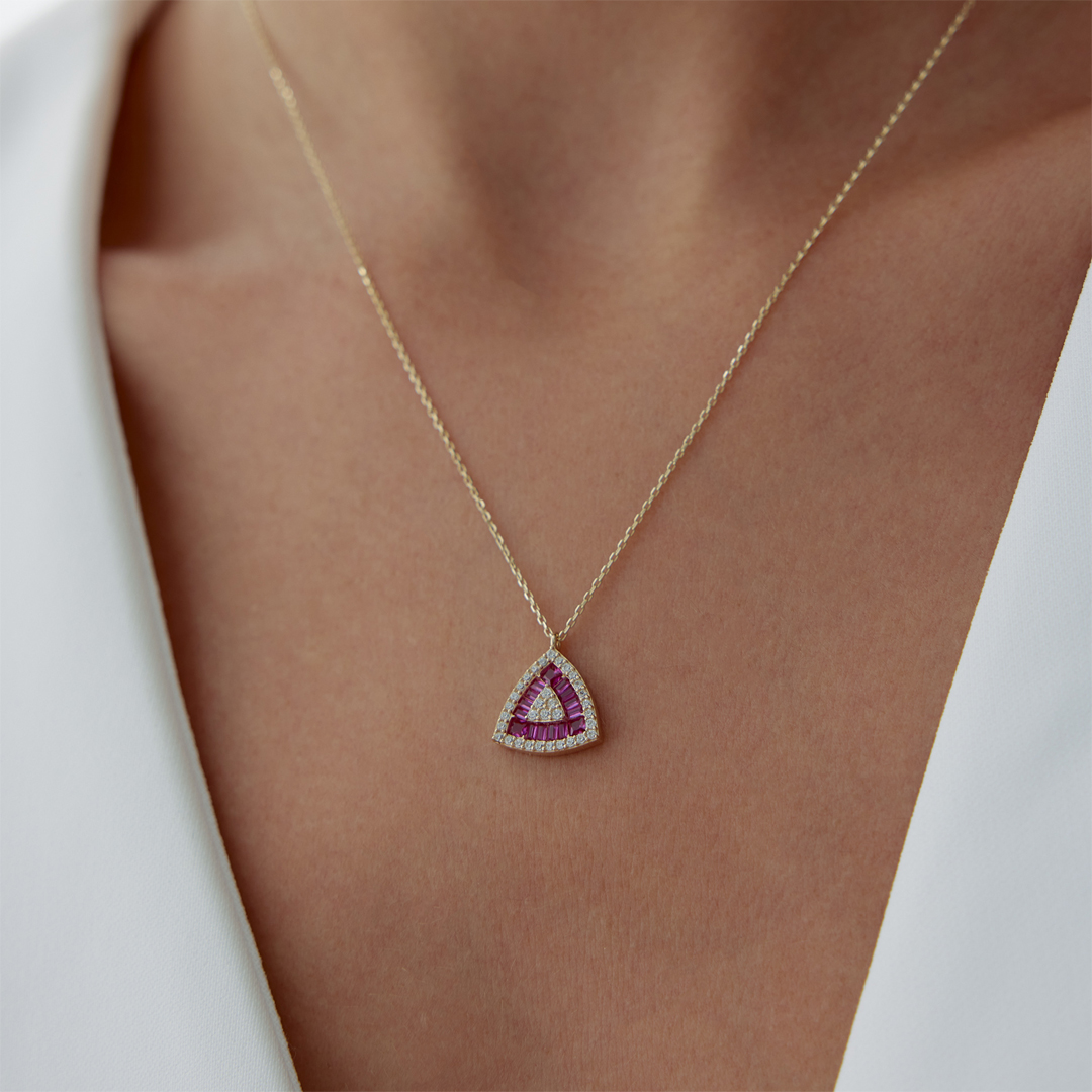 Pink Trapez Kolye - 2