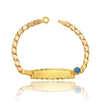 Pullu Zincir ve Kalemli Çerçeve Bebek Künyesi - Osman