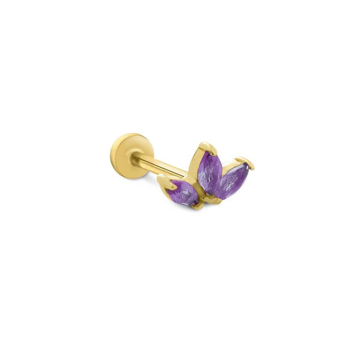 Purple Lotus Tragus Piercing - 1