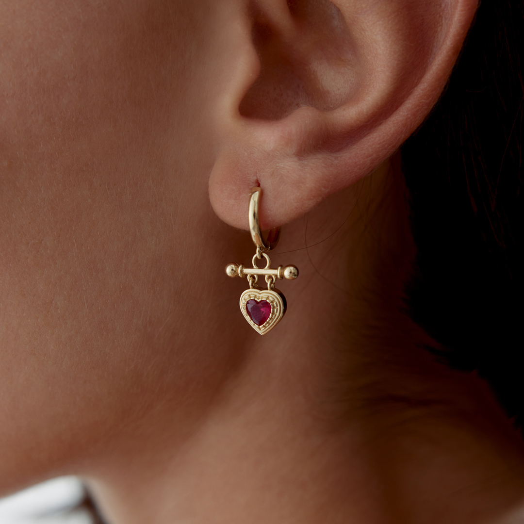 Red Heart Stick Sallantılı Küpe - 2