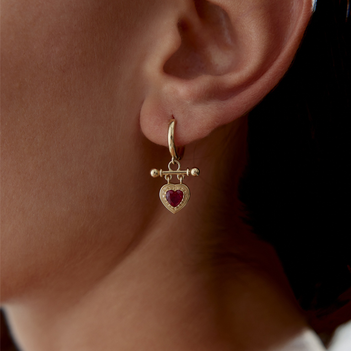 Red Heart Stick Sallantılı Küpe - Rayna