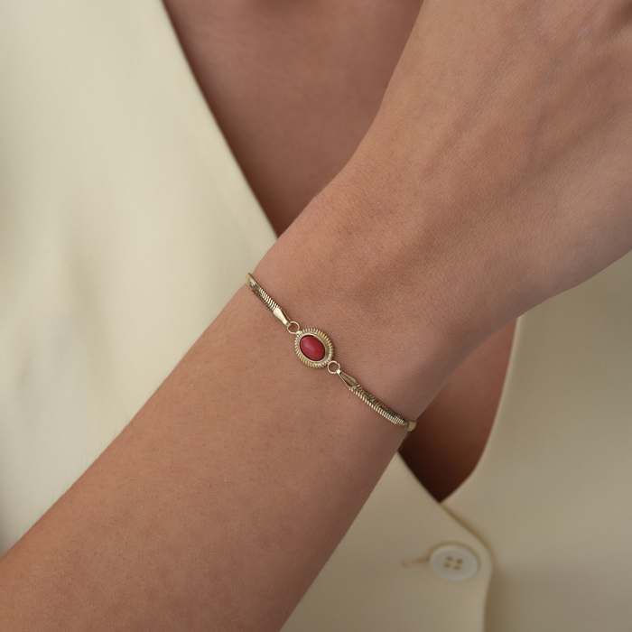 Red Stone Balık Sırtı Bileklik - Koçak