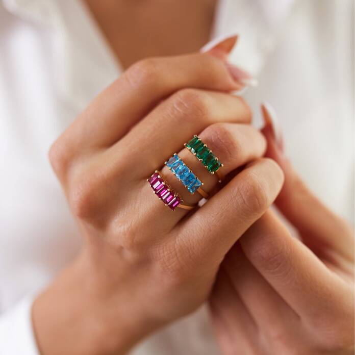 Renkli Beştaş Baget Yüzük - 1