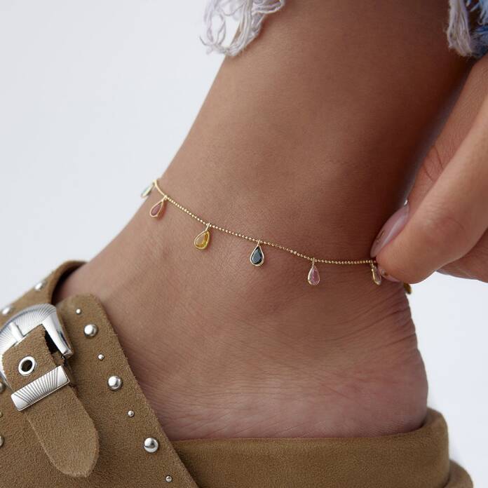 Renkli Damla Taşlı Halhal - 2